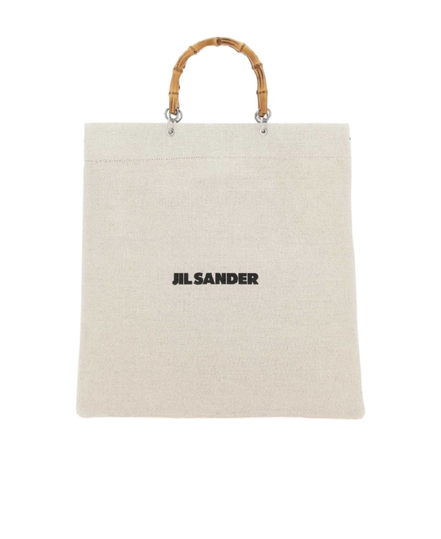 Jil Sander Man Sand Canvas Handbag In White