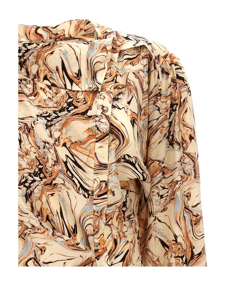 Isabel Marant Tharya Asymmetric Printed Silk Crepe De Chine Mini Dress In Nude