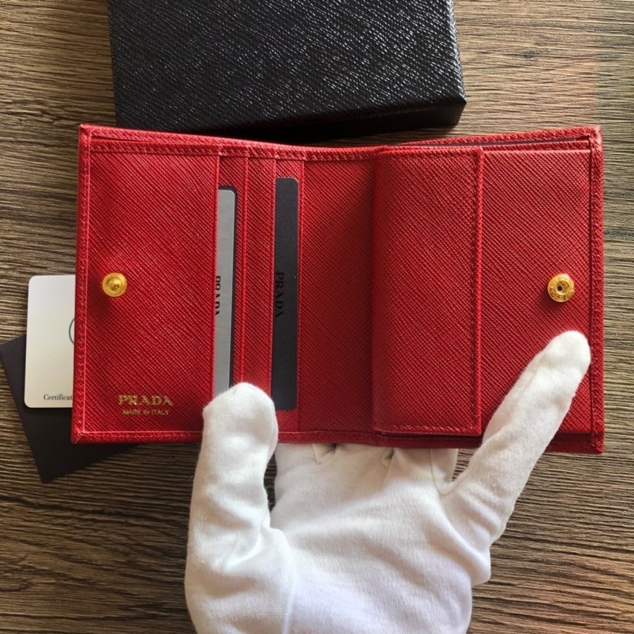 Prada Small Saffiano Leather Wallet In Red