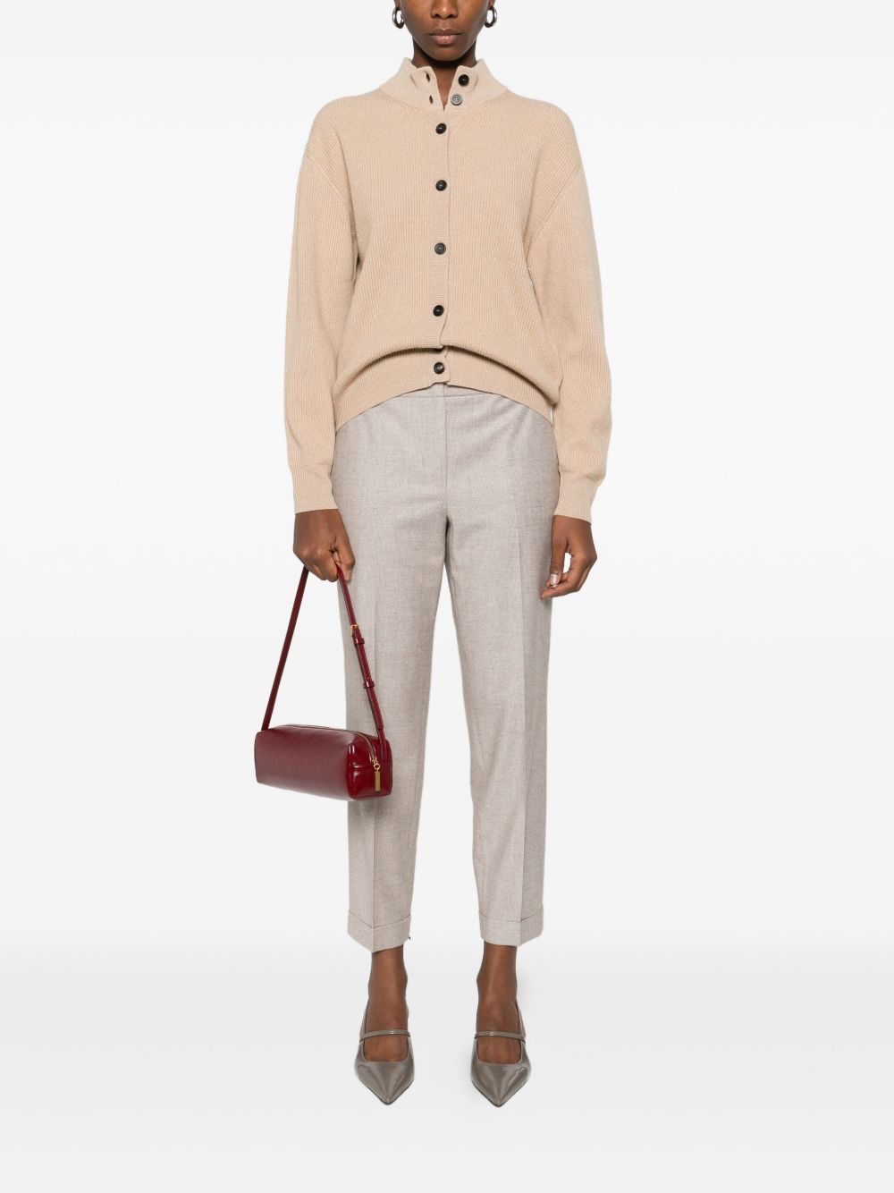 Peserico Tailored Straight-leg Trousers With Textured Finish In Neutral