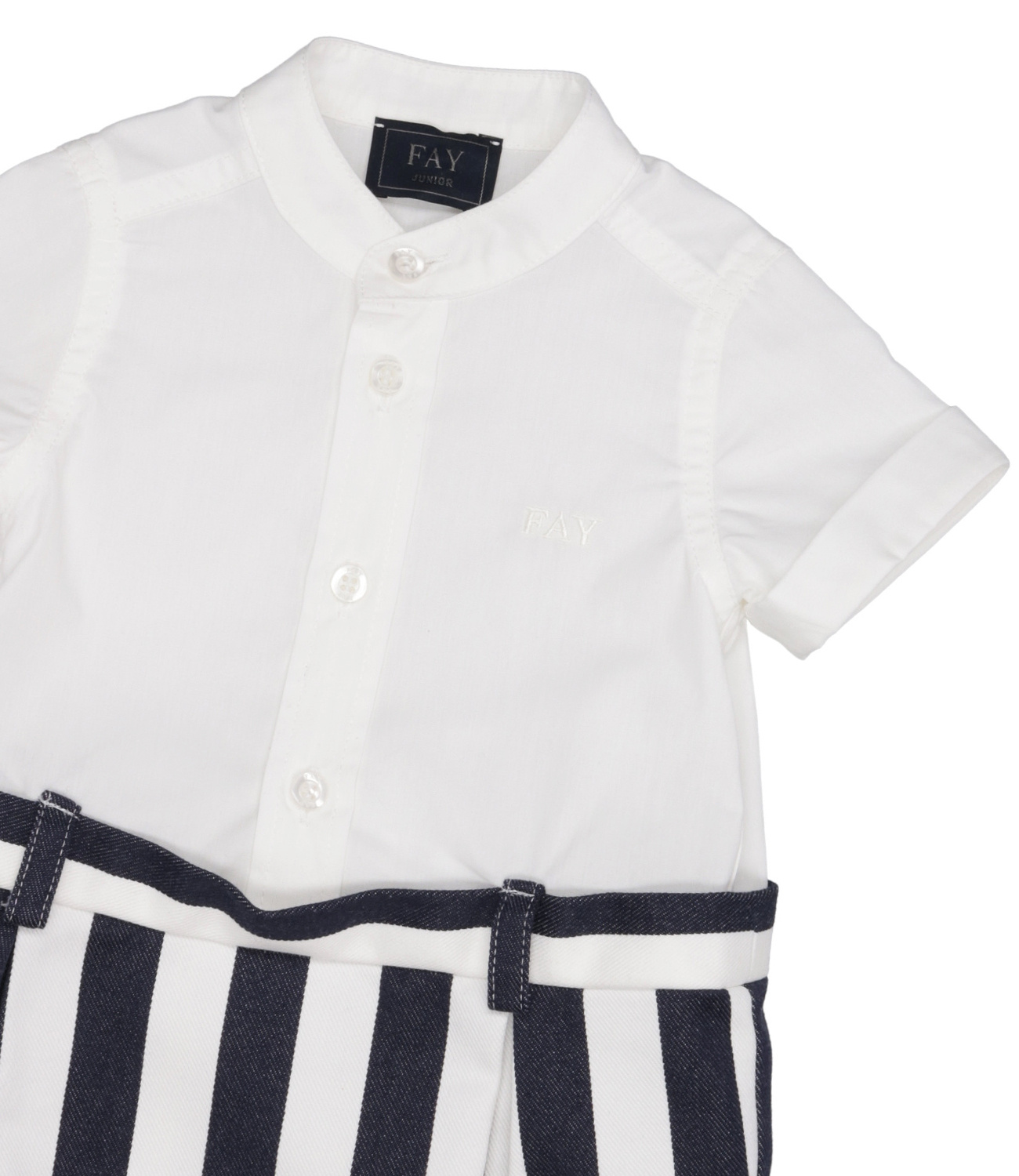 Fay Striped-panel Romper In White