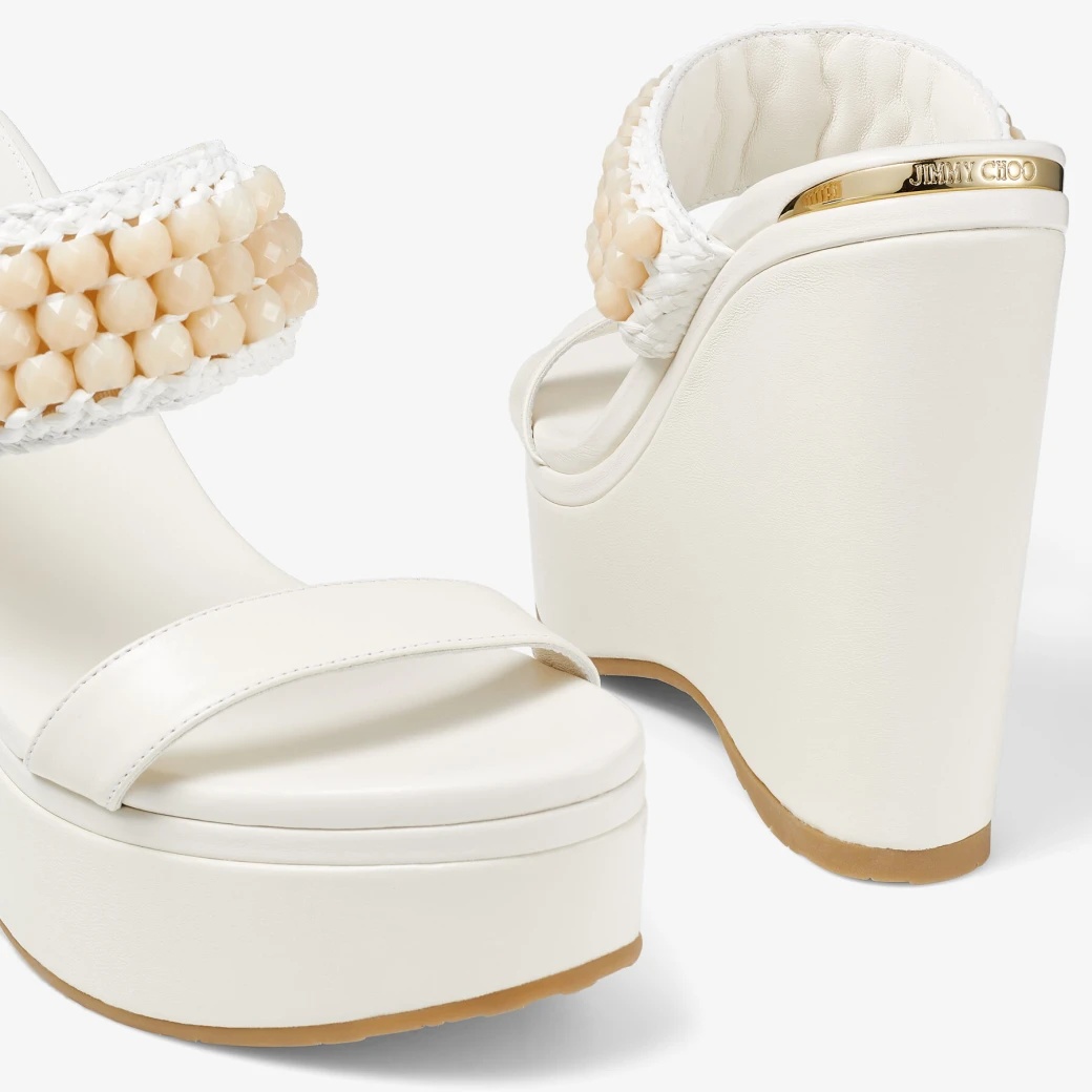 Jimmy Choo Logo Sloping Heels In White