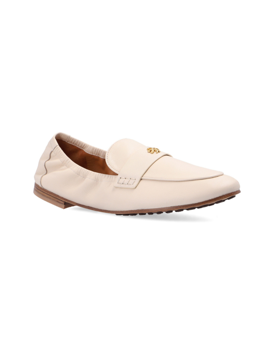 Shop Tory Burch Logo-plaque Loafers In Nude