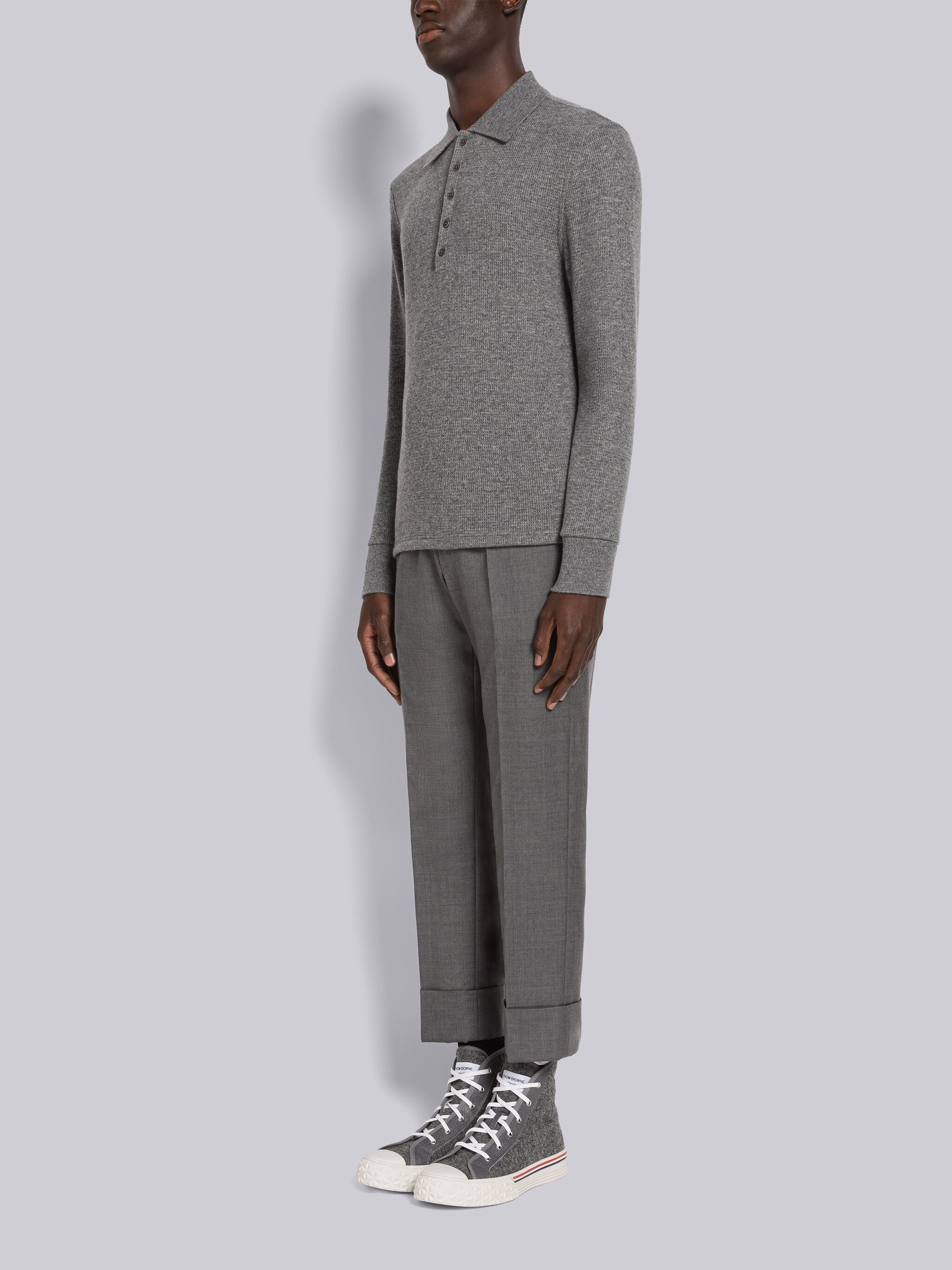 Thom Browne Collegiate High-top Sneakers In Gray