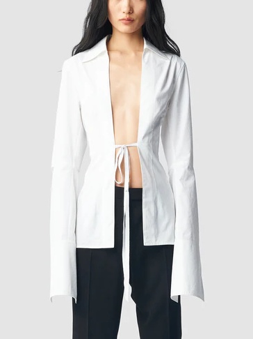 Ann Demeulemeester Linsey Open Front Poplin Shirt In White