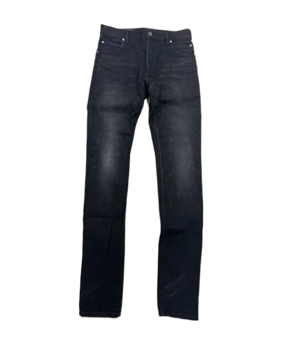 Balmain Black Denim Jeans With Wear Men In Black
