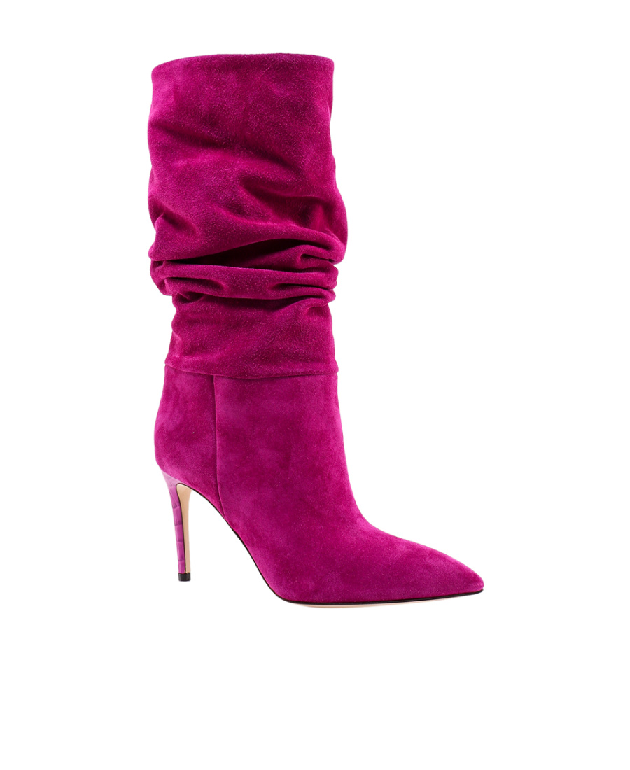 Paris Texas Slouchy Pointed Suede Boots In Purple