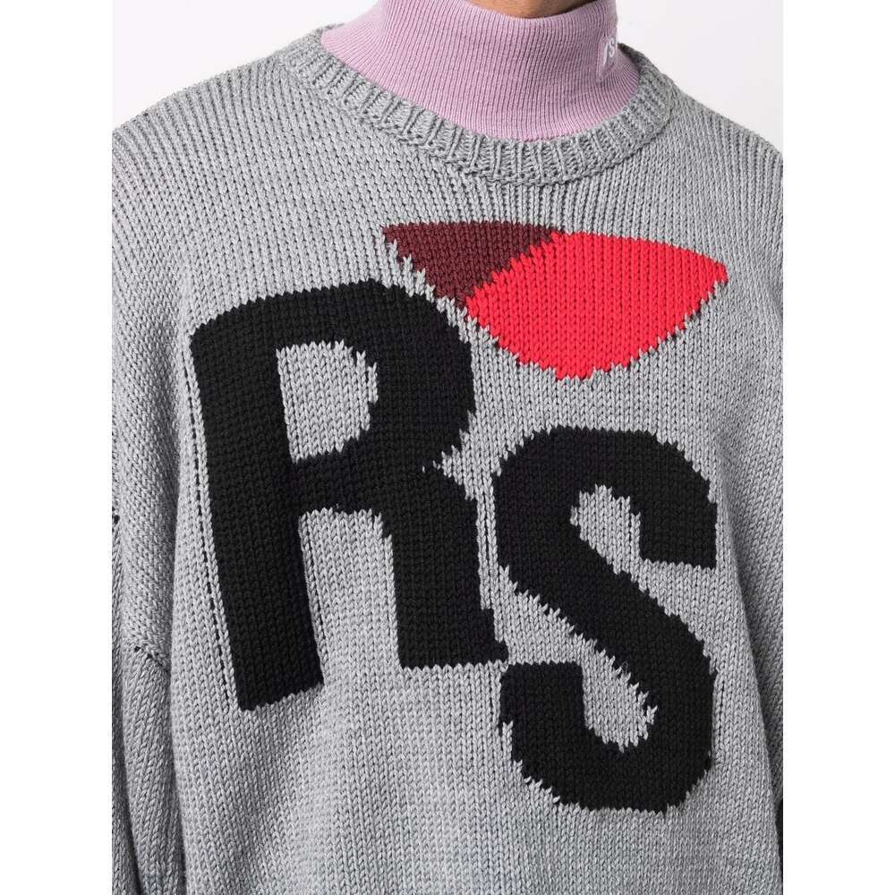 Raf Simons Logo Round-neck Pullover In Gray