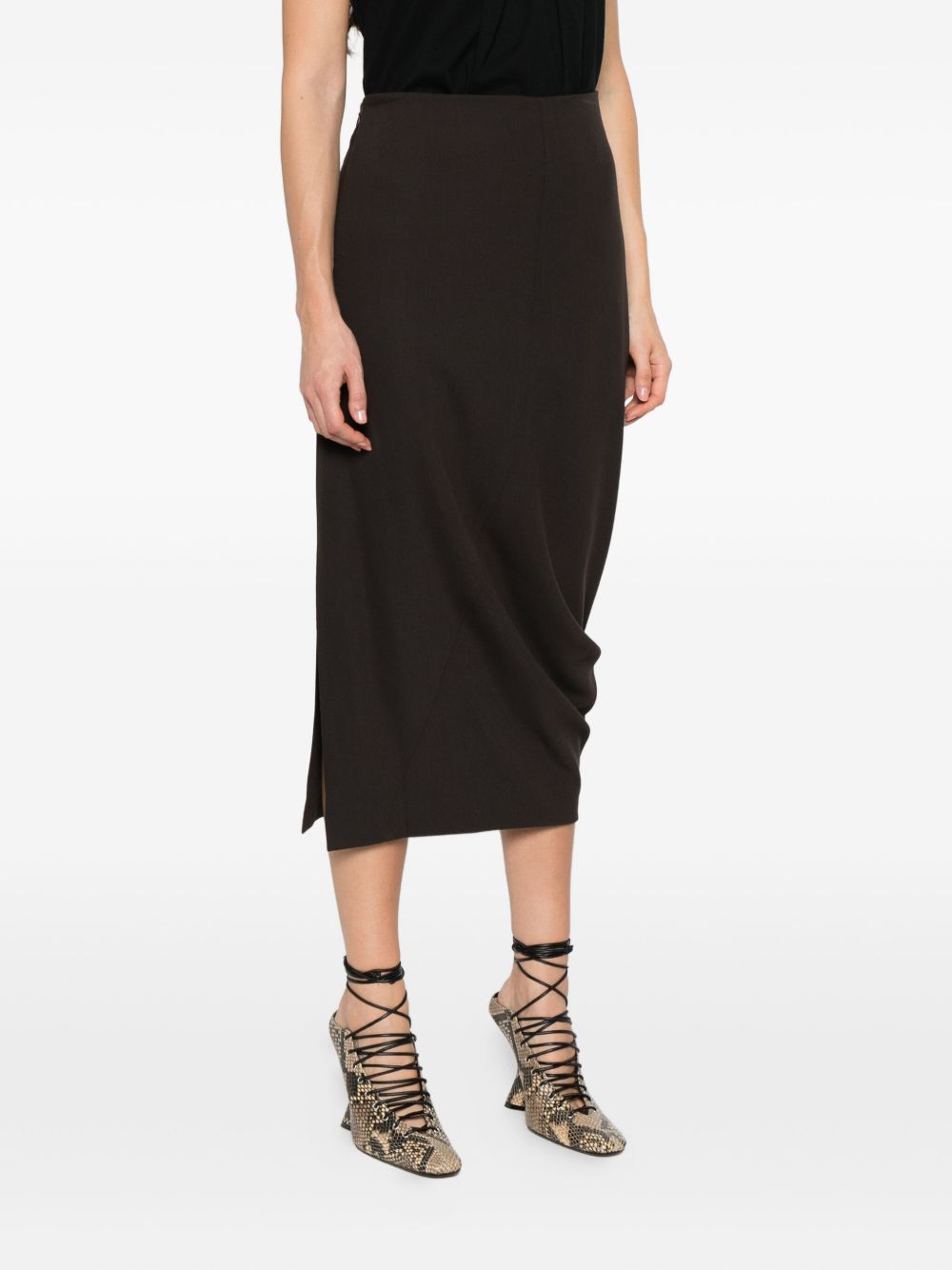 Lanvin Knee Length And Midi Skirt With Asymmetric Hem In Brown