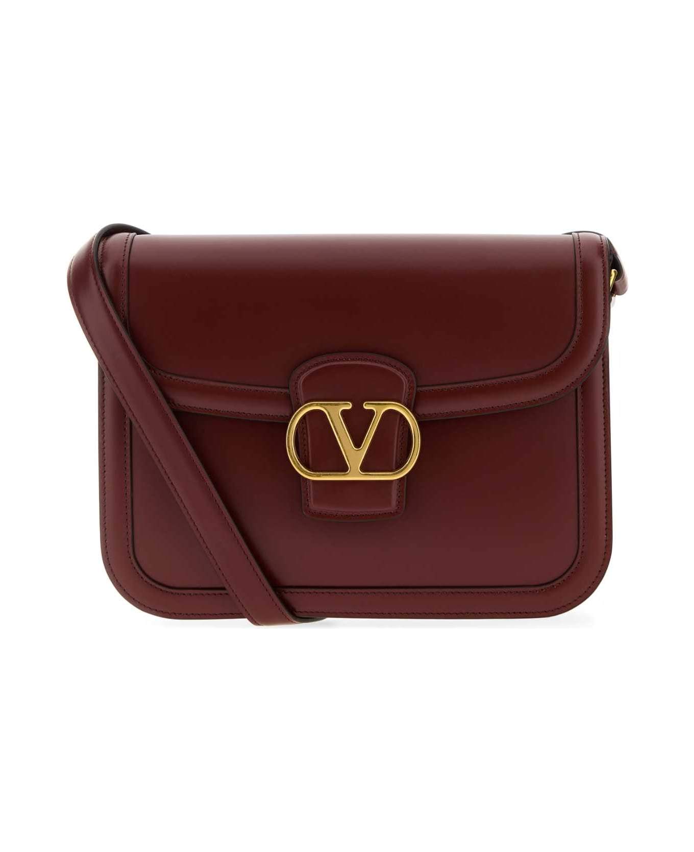 Valentino Womens Brick Ruby 9to5 Small Leather Shoulder Bag In Burgundy