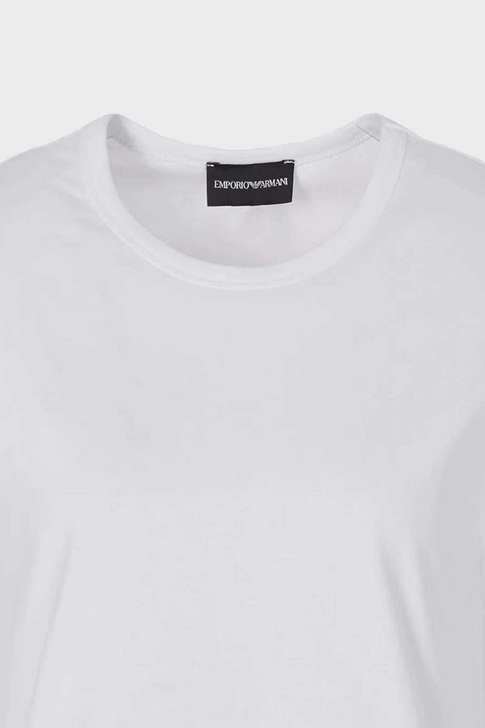 Shop Emporio Armani Logo-embroidered Cotton T-shirt In White