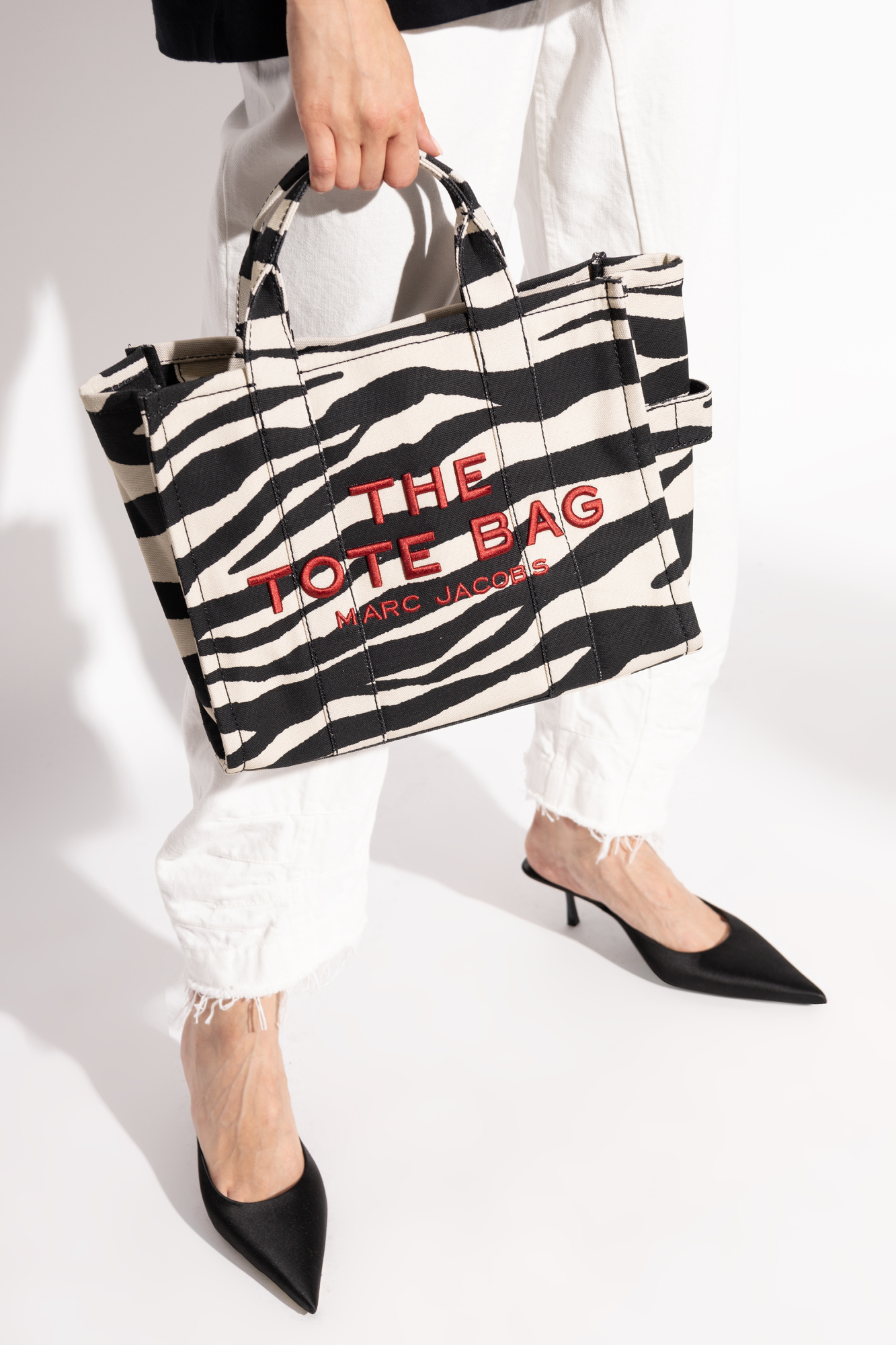 Marc Jacobs Zebra-print Medium Tote Bag In Black