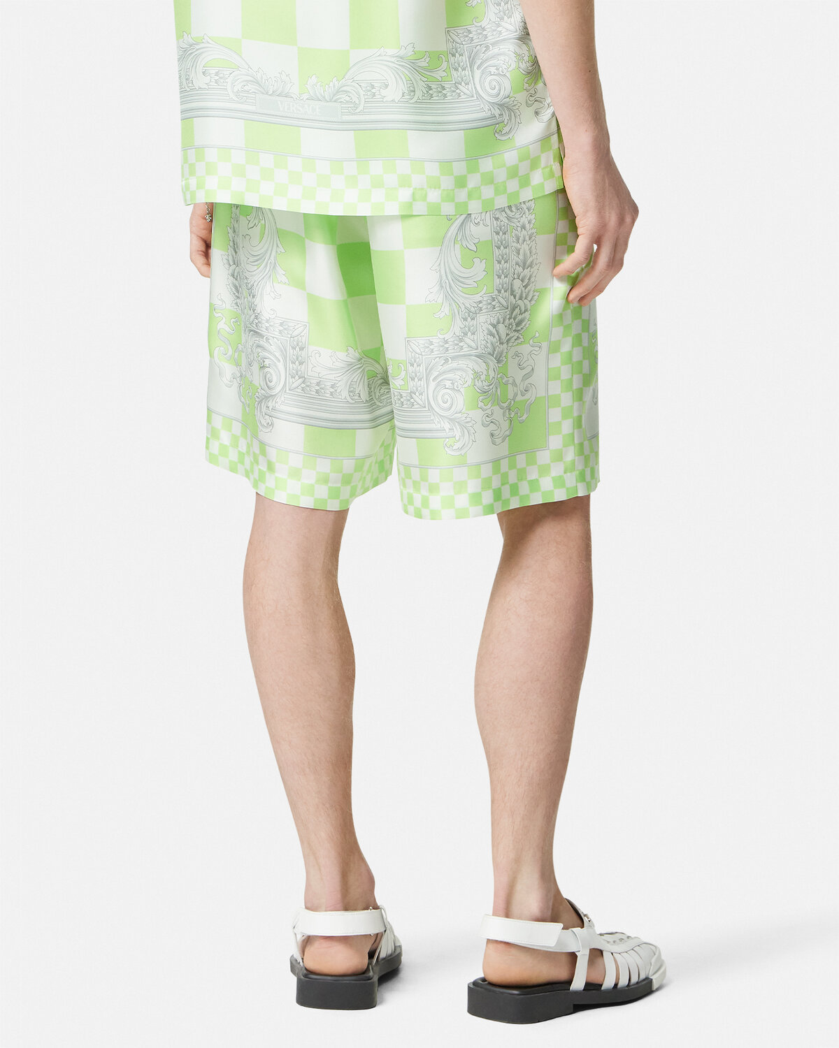 Versace Silk Medusa Shorts With Elastic Waistband In White