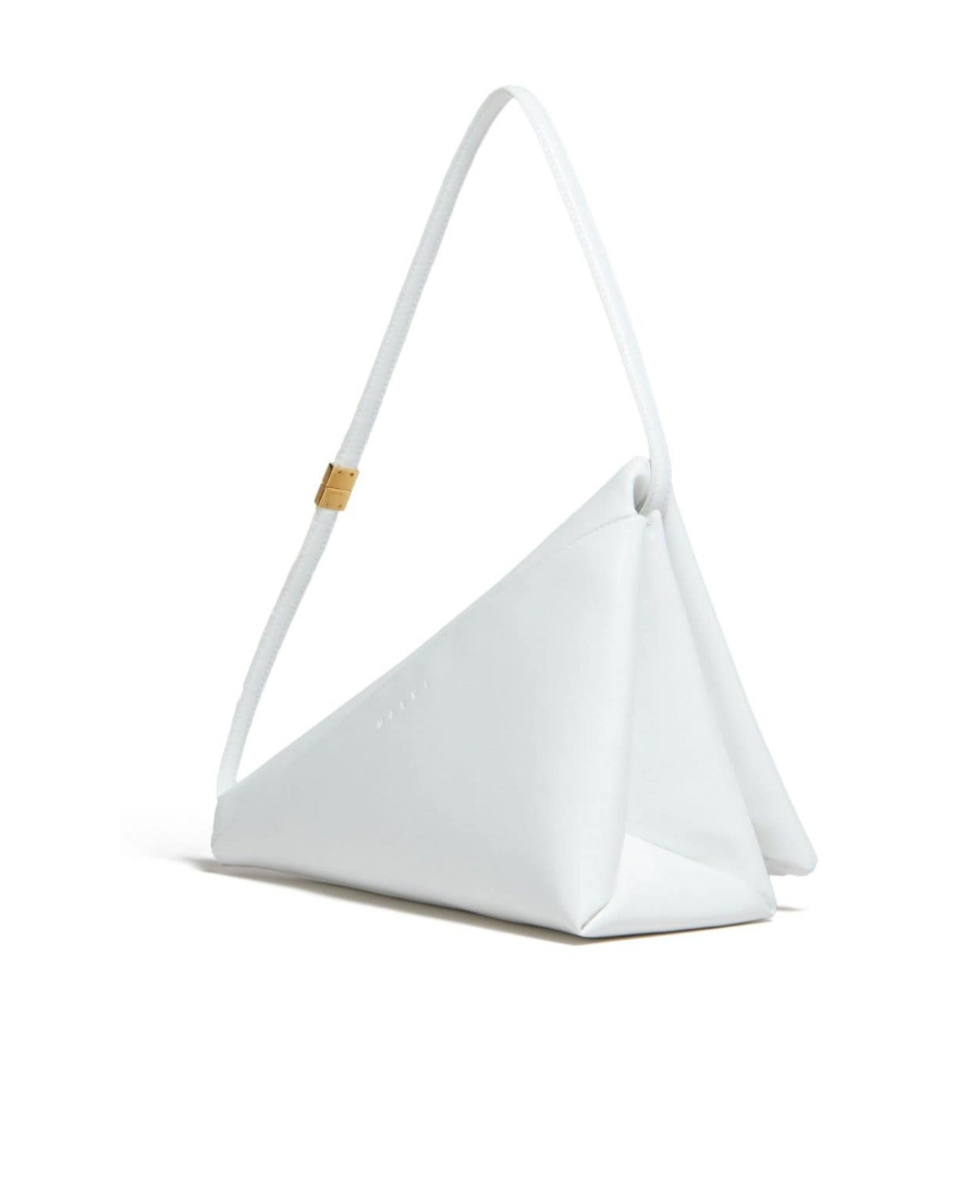 Marni Triangle Leather Shoulder Bag In White