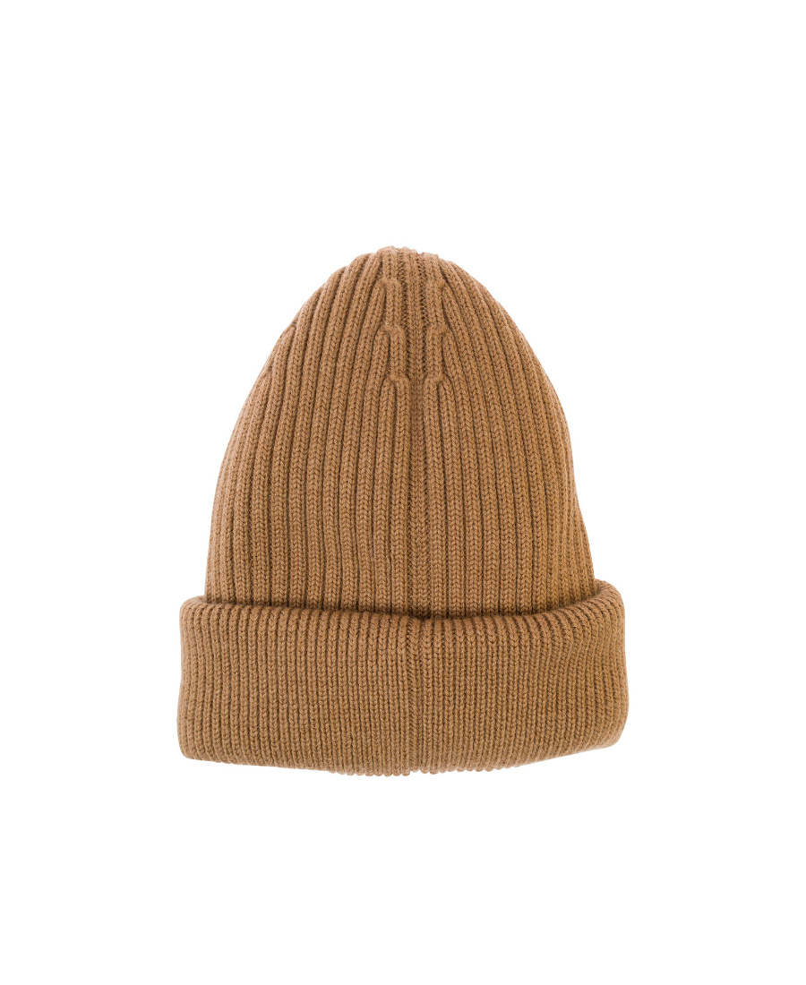 Moncler Logo-embroidered Padded Wool Beanie In Brown
