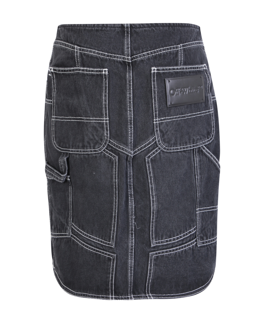 Off-white Curved Hem Denim Skirt In Black