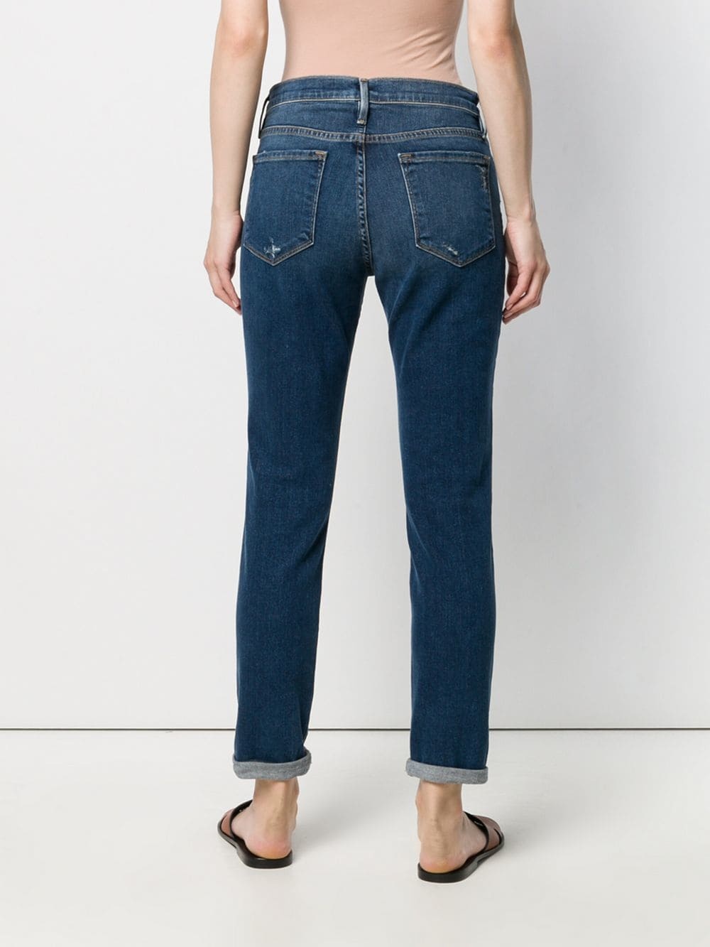 Frame Le Garcon Rolled Raw After Jeans In Azur In Blue