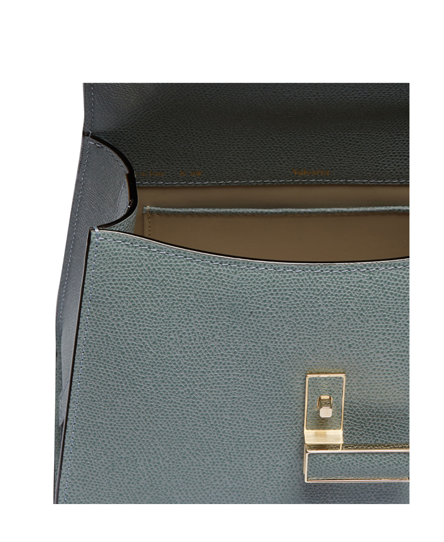 Valextra Iside Foldover Mini Top Handle Bag In Gray