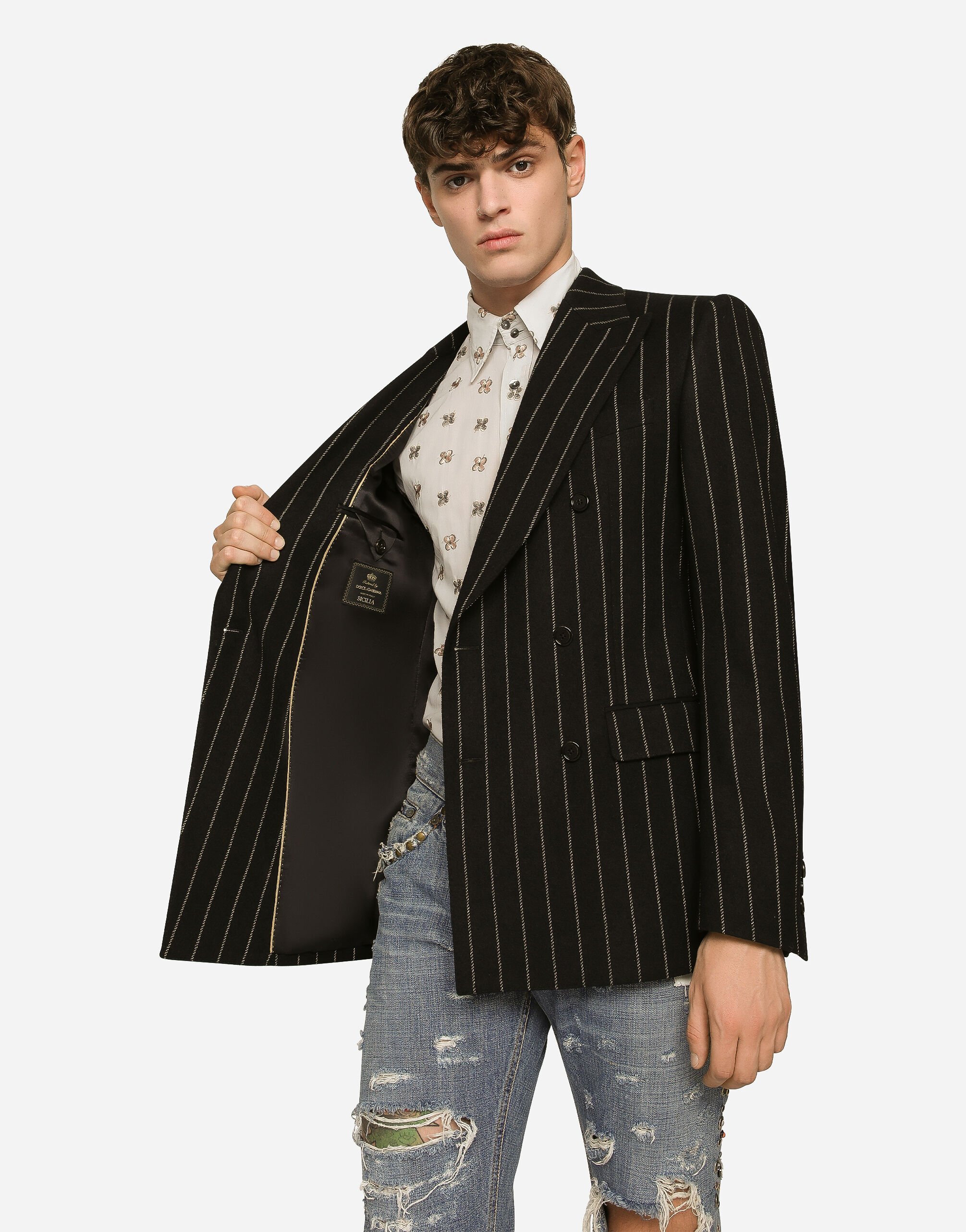 Dolce & Gabbana Pinstripe Double-breasted Blazer In Black