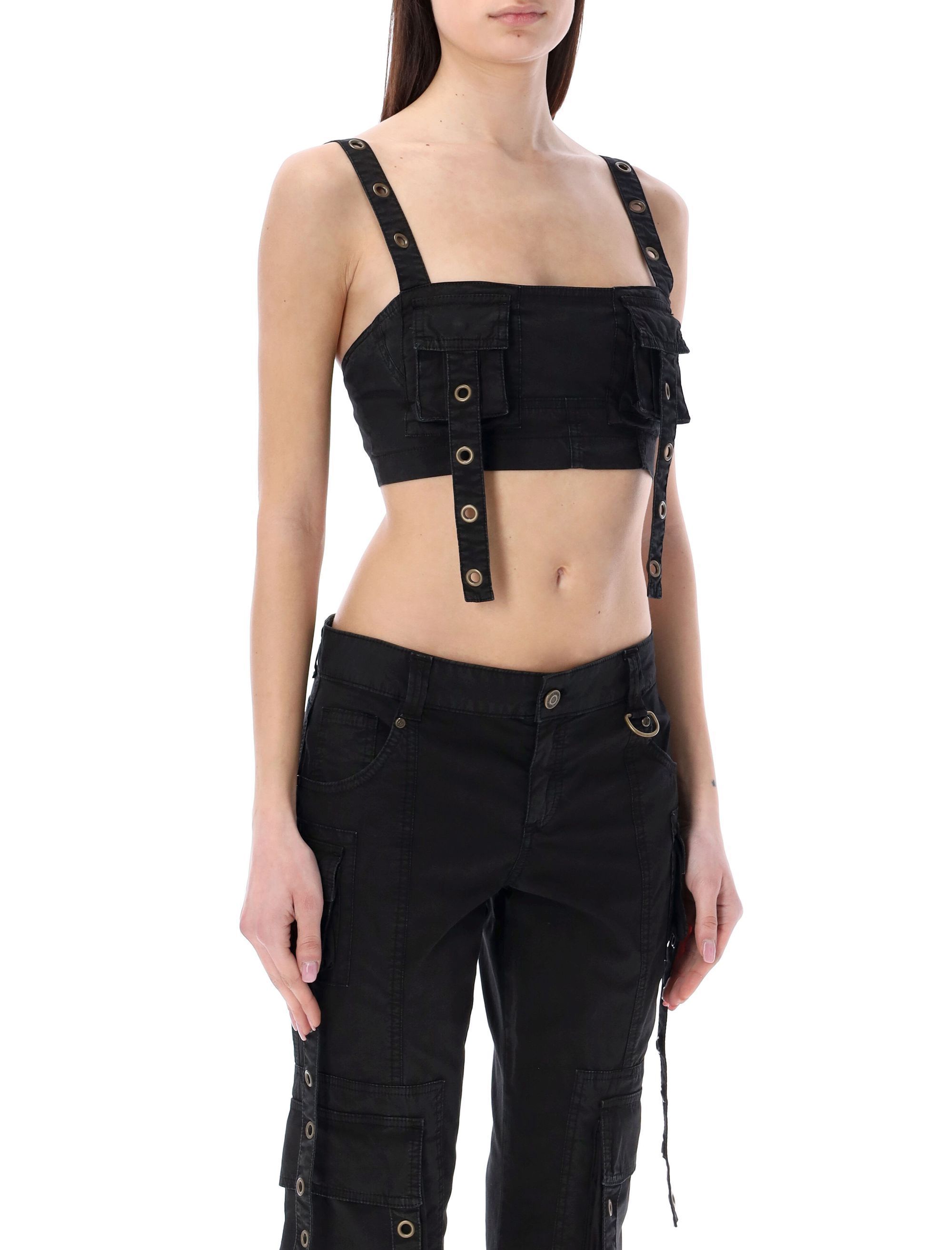 Shop Blumarine Cargo-style Crop Top In Black