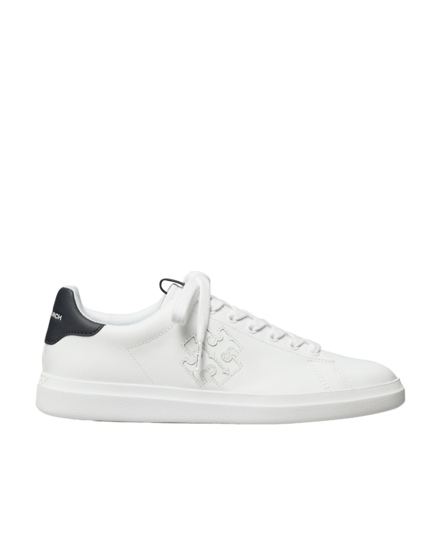 Tory Burch Double T Howell Leather Sneakers In White