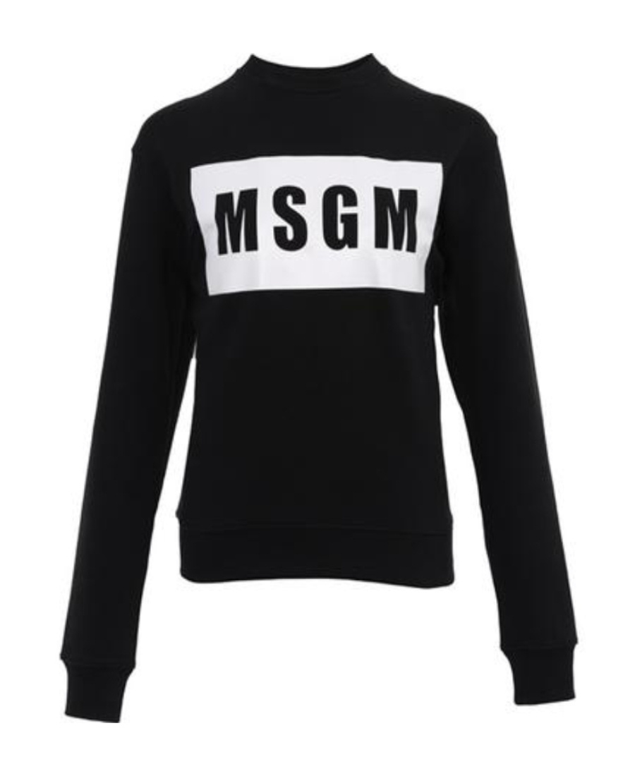 Msgm Logo-print Long-sleeve Sweatshirt In Black