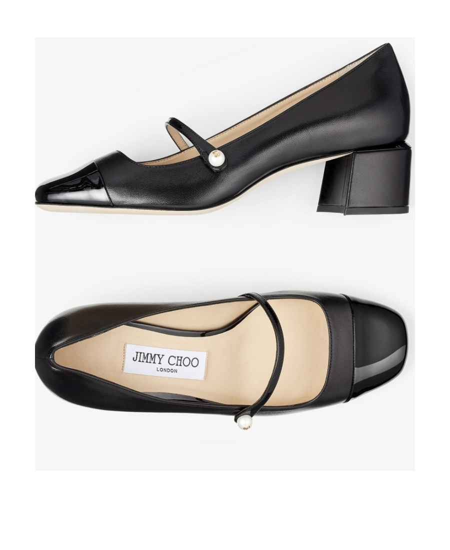 Jimmy Choo 'elisa 45' Black Pumps With Pearl Detail In Black
