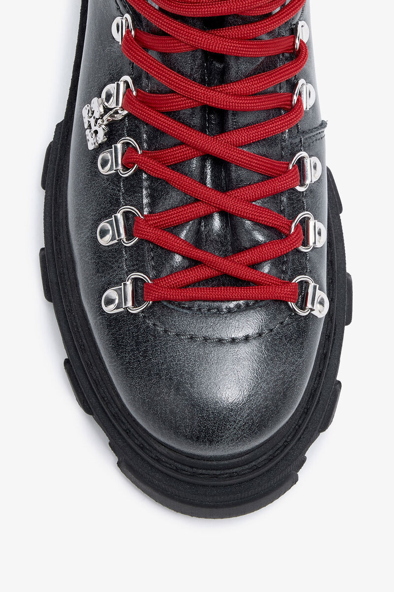 Ganni Cleated Mountain Boot In Dark Grey In Black
