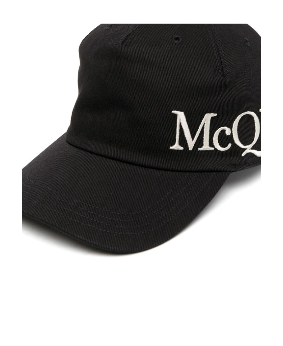 Alexander Mcqueen Oversize Embroidered Mcq Baseball Cap In Black