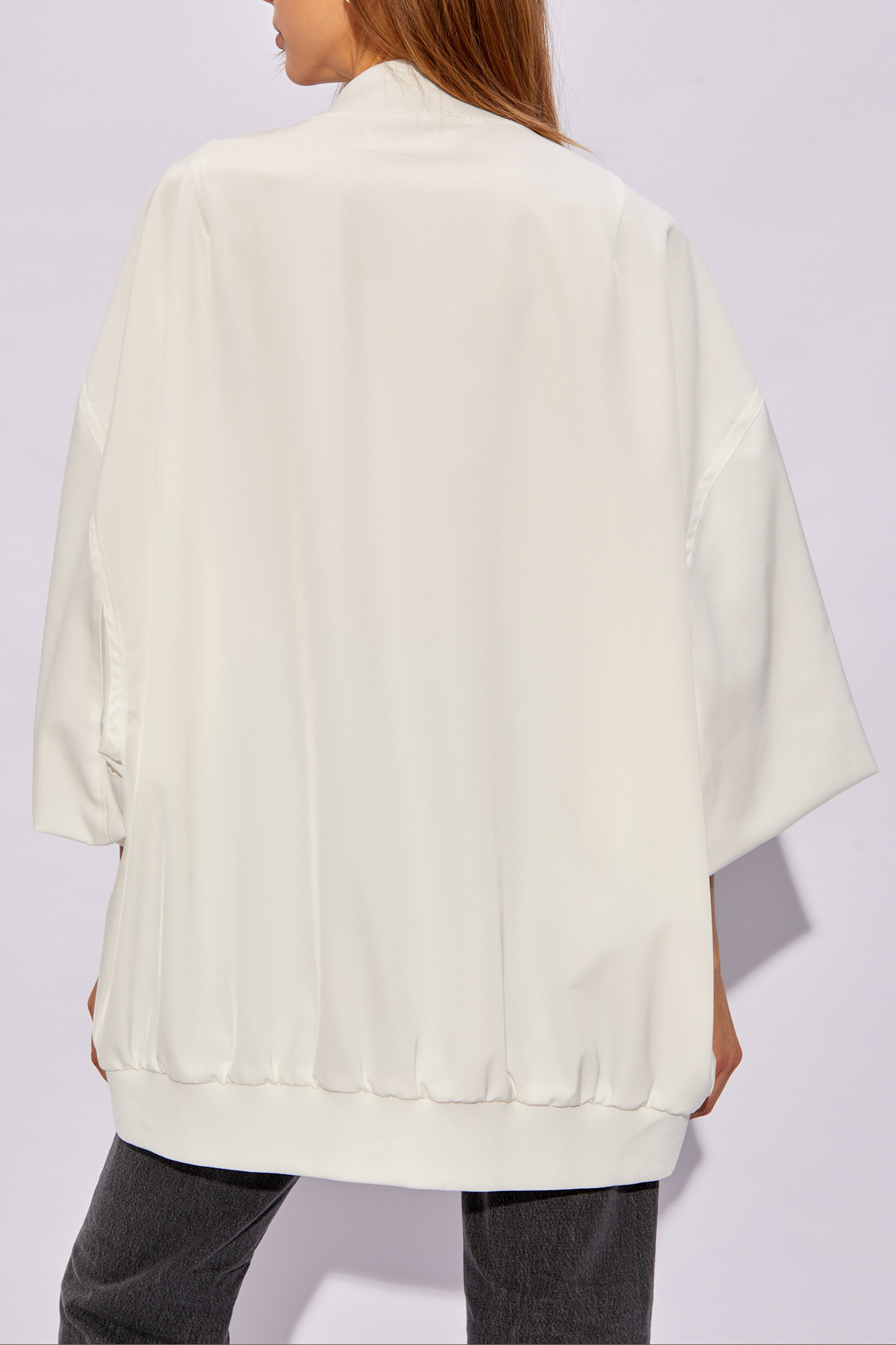 Shop Mm6 Maison Margiela Short-sleeve Bomber Jacket In White