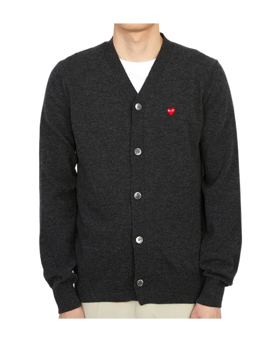 Comme Des Garçons Play Heart Patch Cardigan In Black