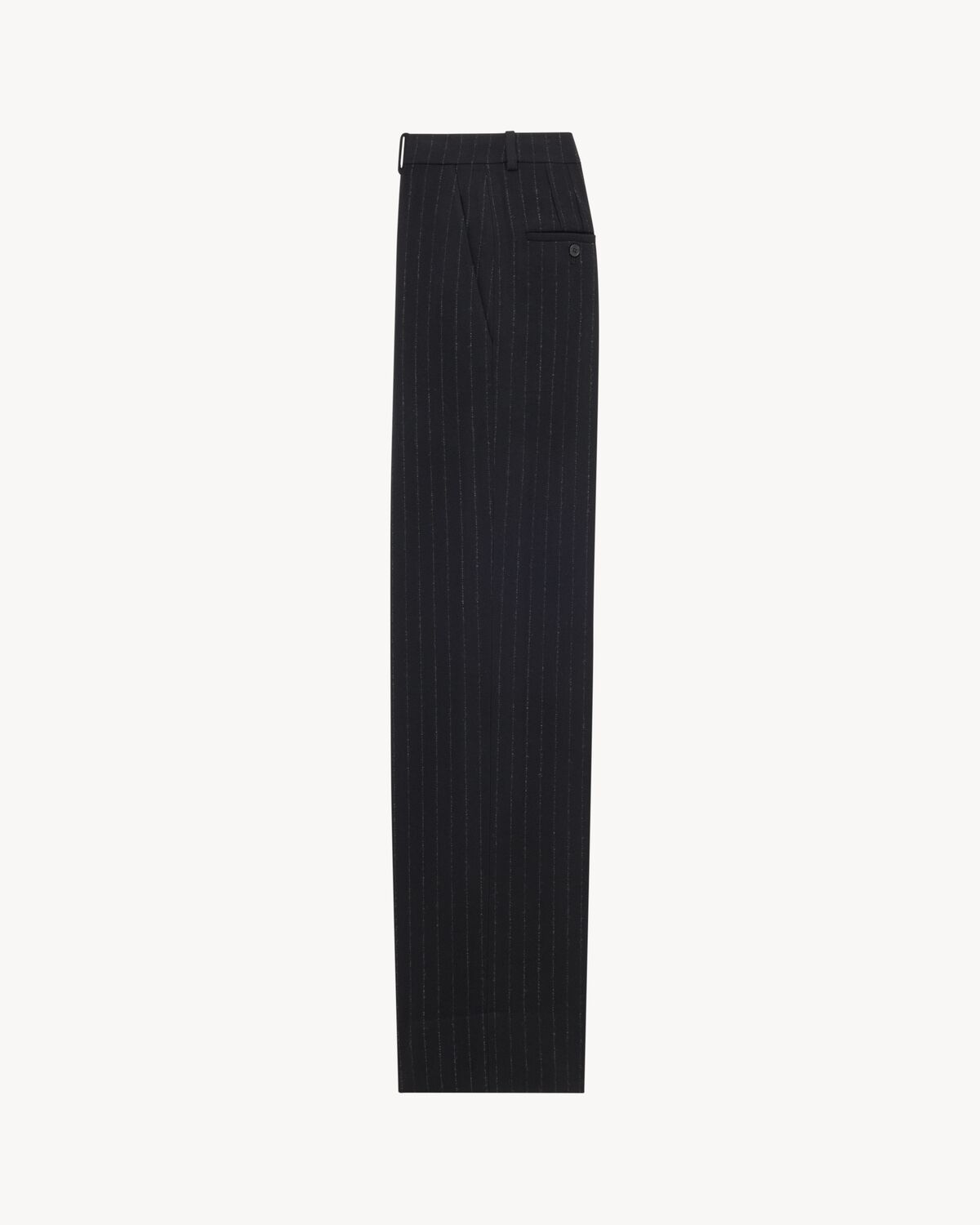 Saint Laurent High-rise Pinstripe Pants In Brushed Wool And Cashmere Flannel In Black