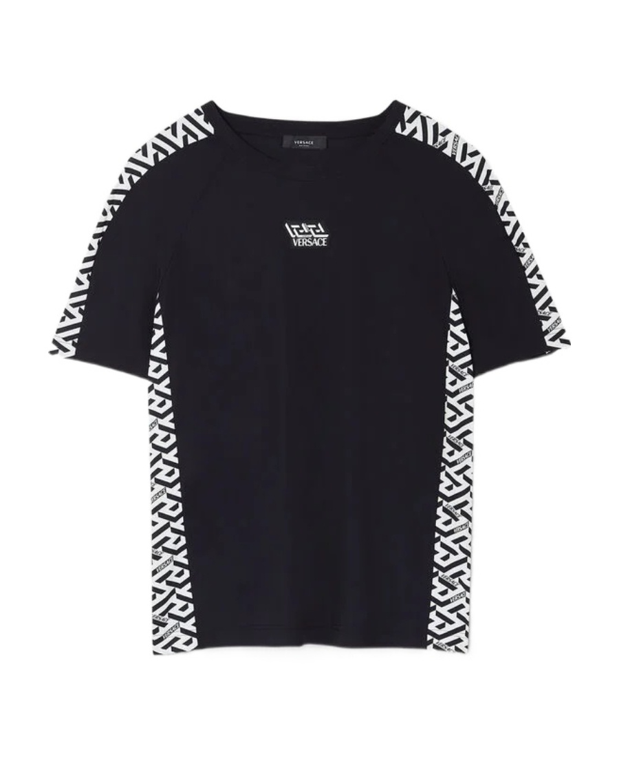 Versace La Greca Panel Short-sleeve T-shirt In Black