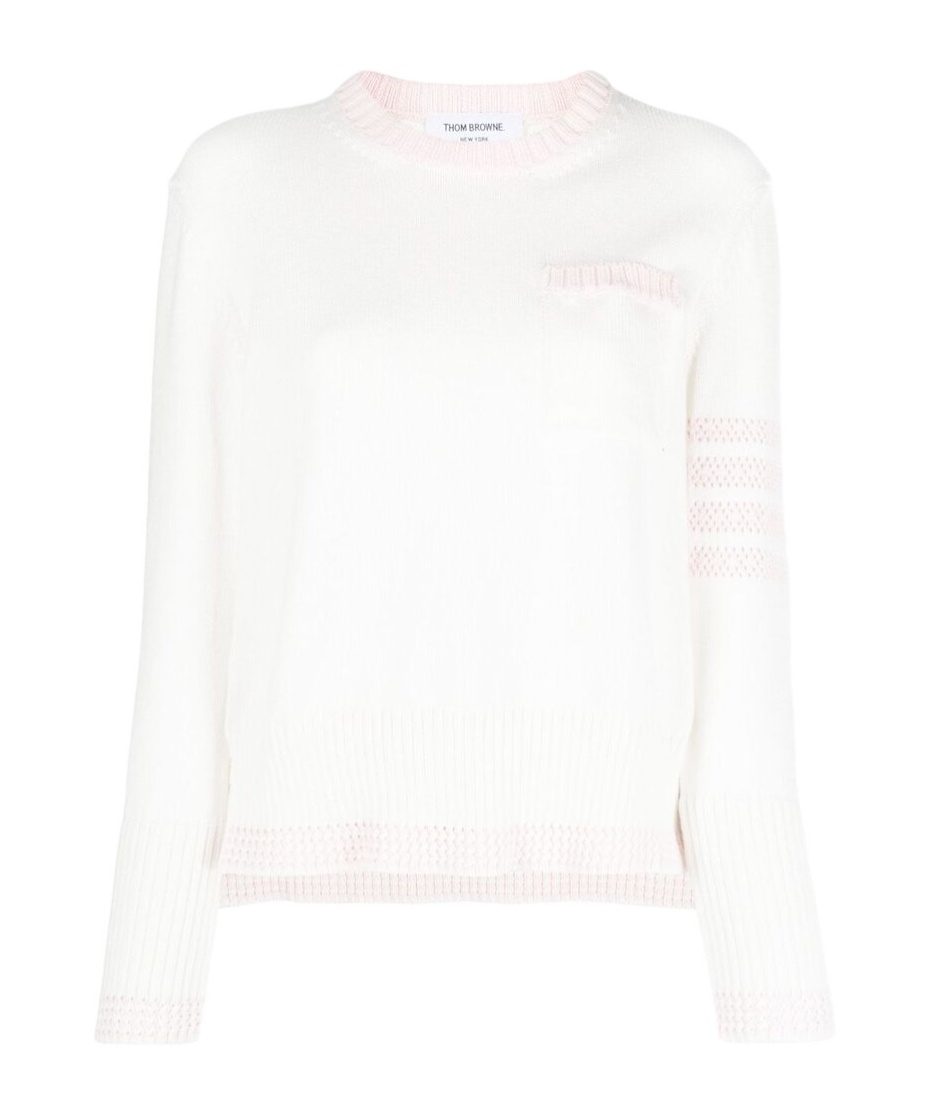 Thom Browne Pointelle-knit 4-bar Jumper In White