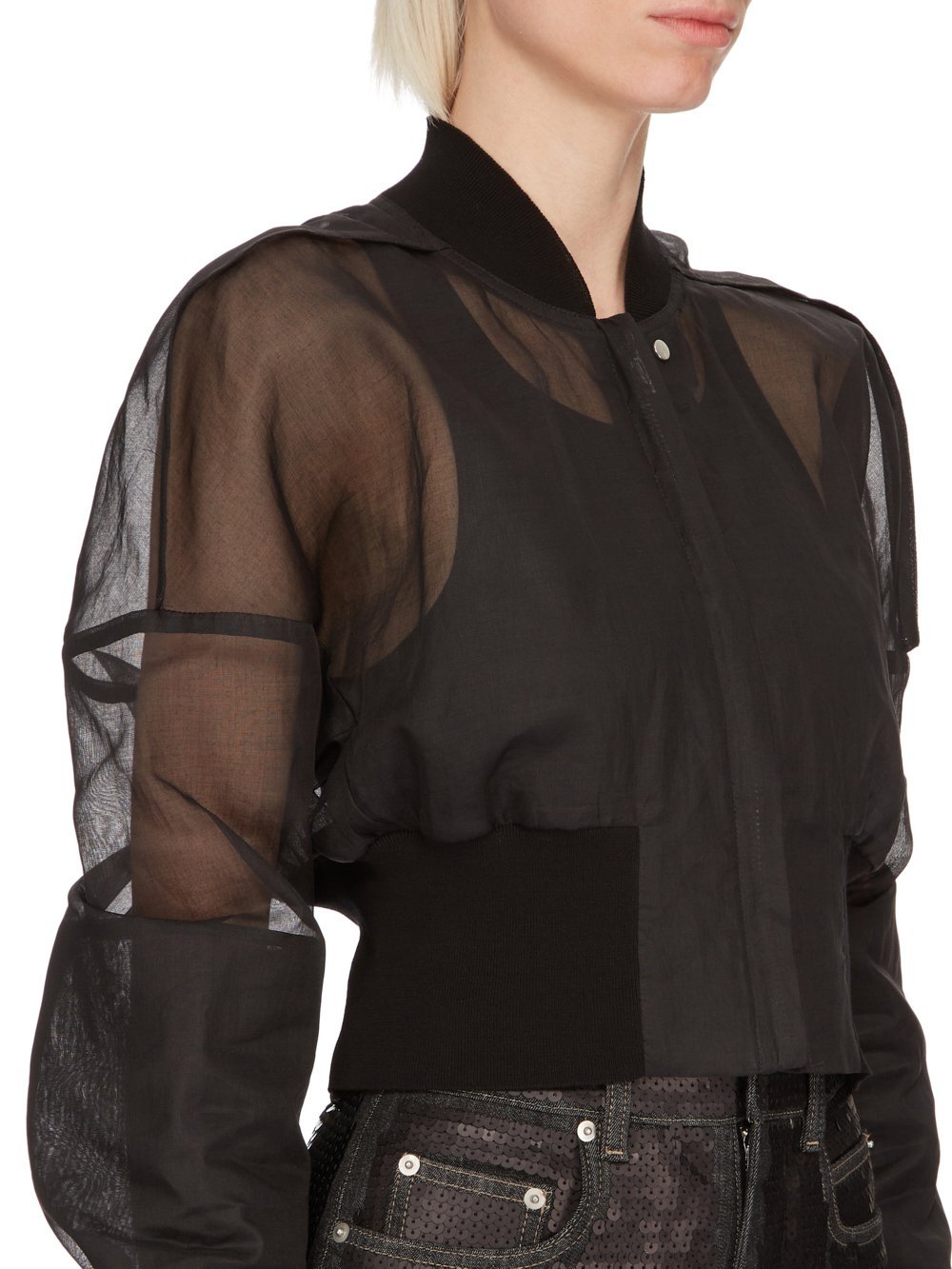 Rick Owens Flight Semi-sheer Bomber Jacket In Black