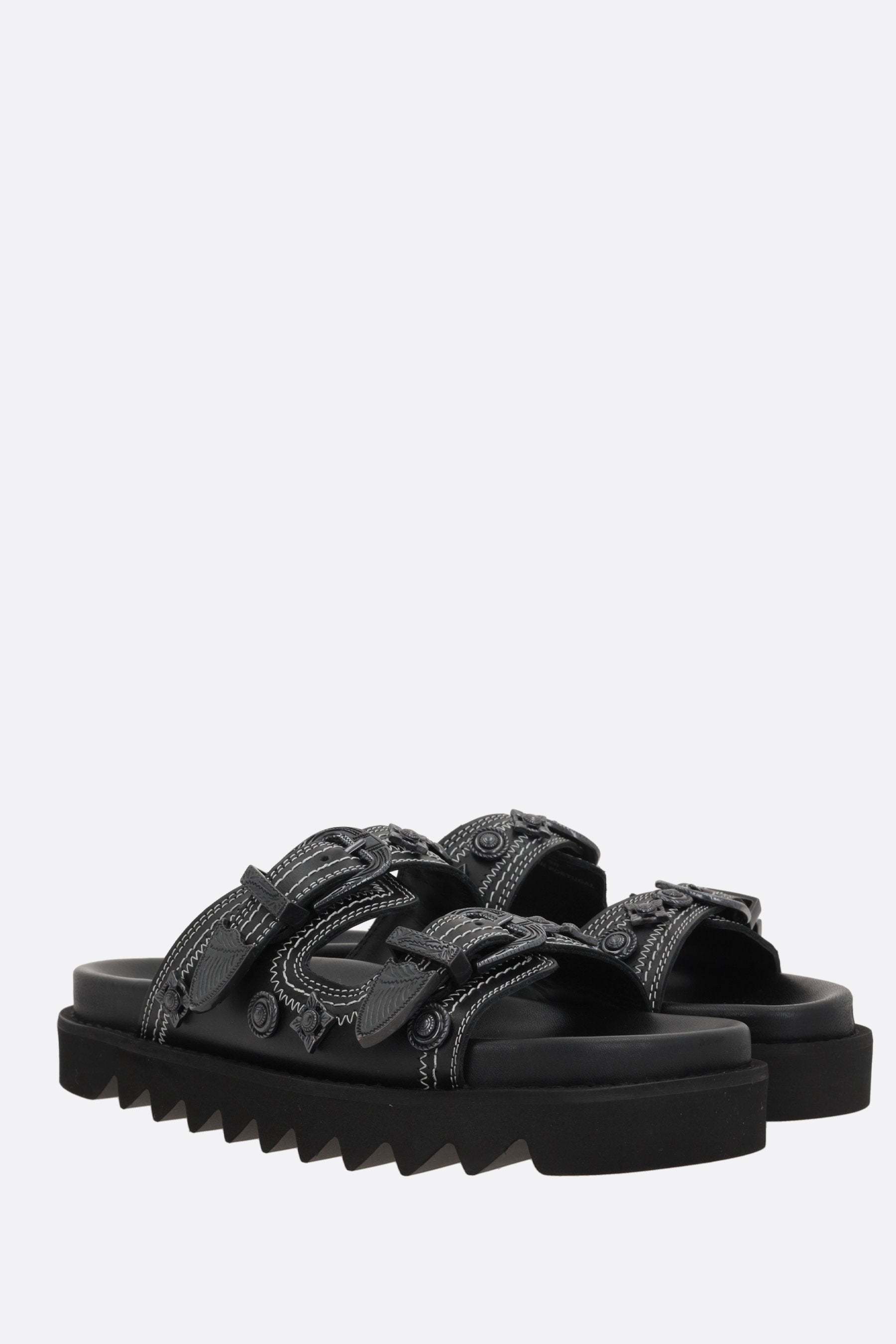 Toga Embellished-buckle Sandals In Black