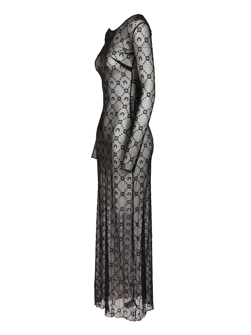 Marine Serre Long Dress Moonogram Dresses Black In Black