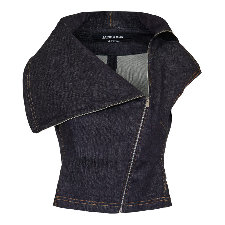 Jacquemus Zip-front Asymmetrical Top In Blue