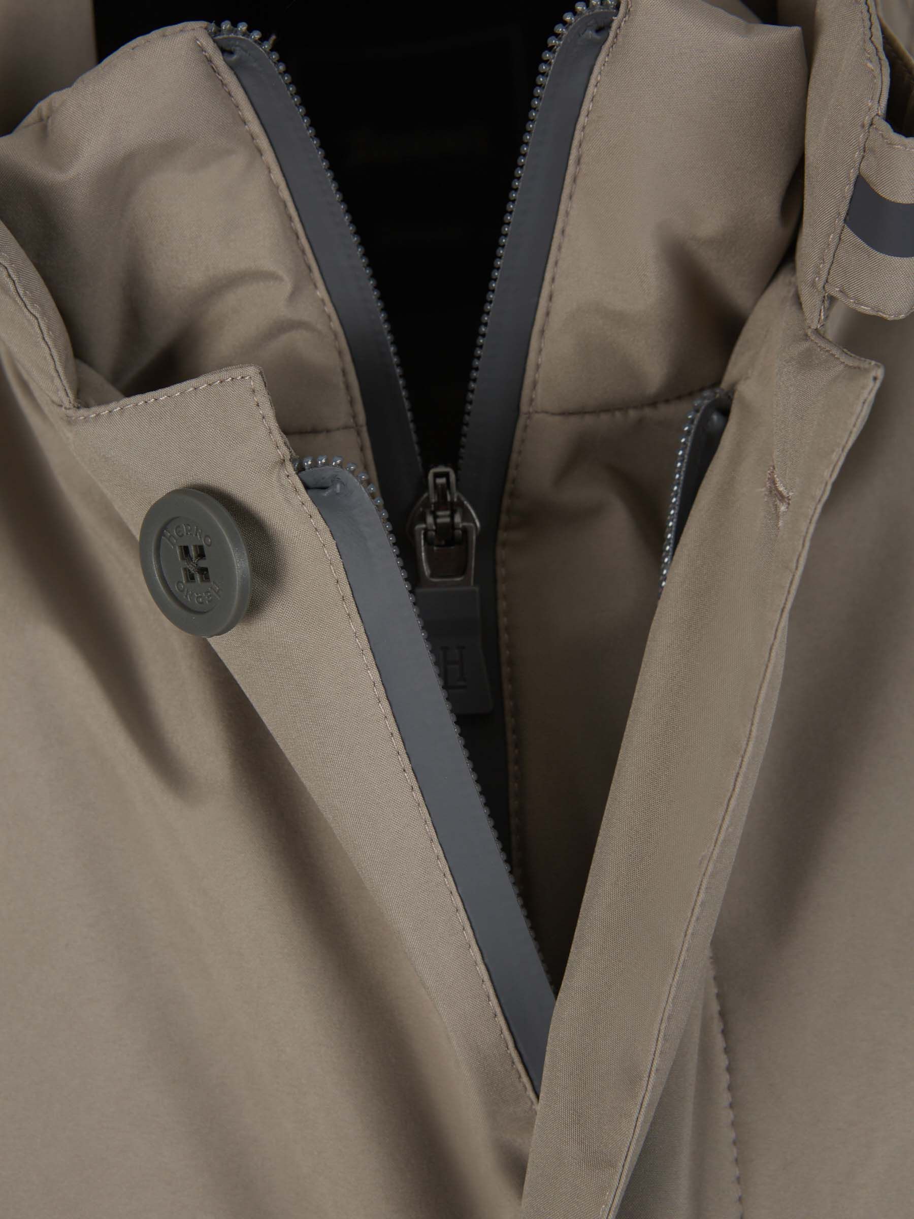 Herno High-neck Buttoned Padded Jacket In Gray