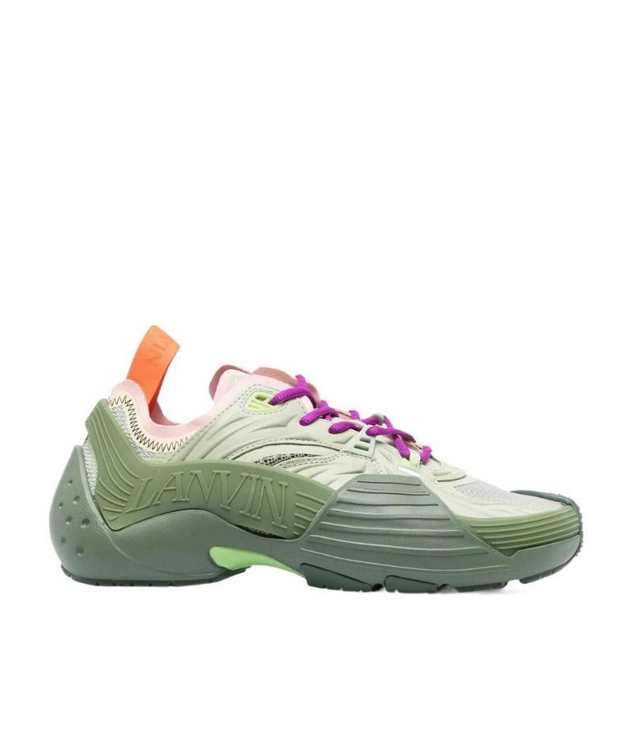 Lanvin Multi-panel Lace-up Sneakers In Gray