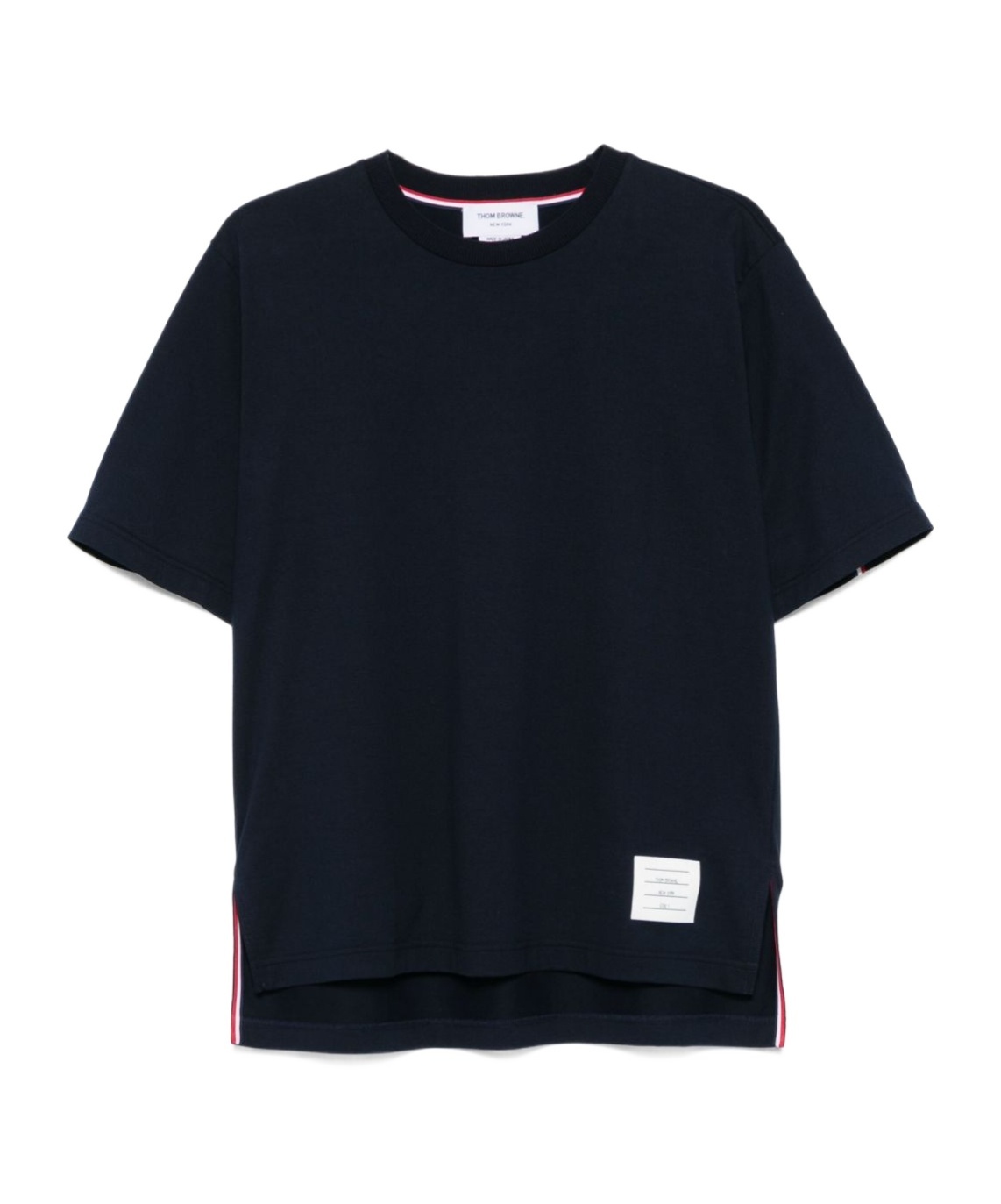 Thom Browne Blue T-shirt With Logo Patch In Stretch Wool Man In Blue