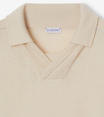 Burberry Wool Polo Shirt In Nude