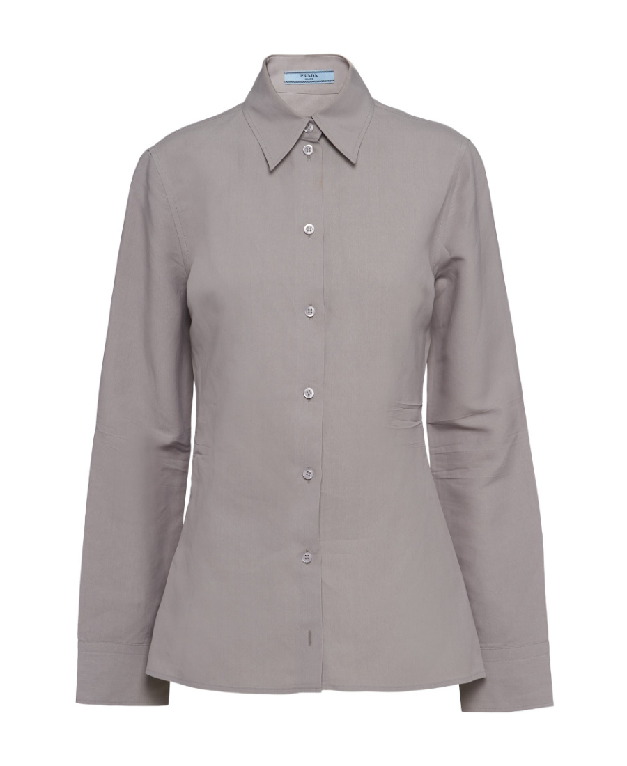 Prada Long-sleeve Button-up Shirt In Gray