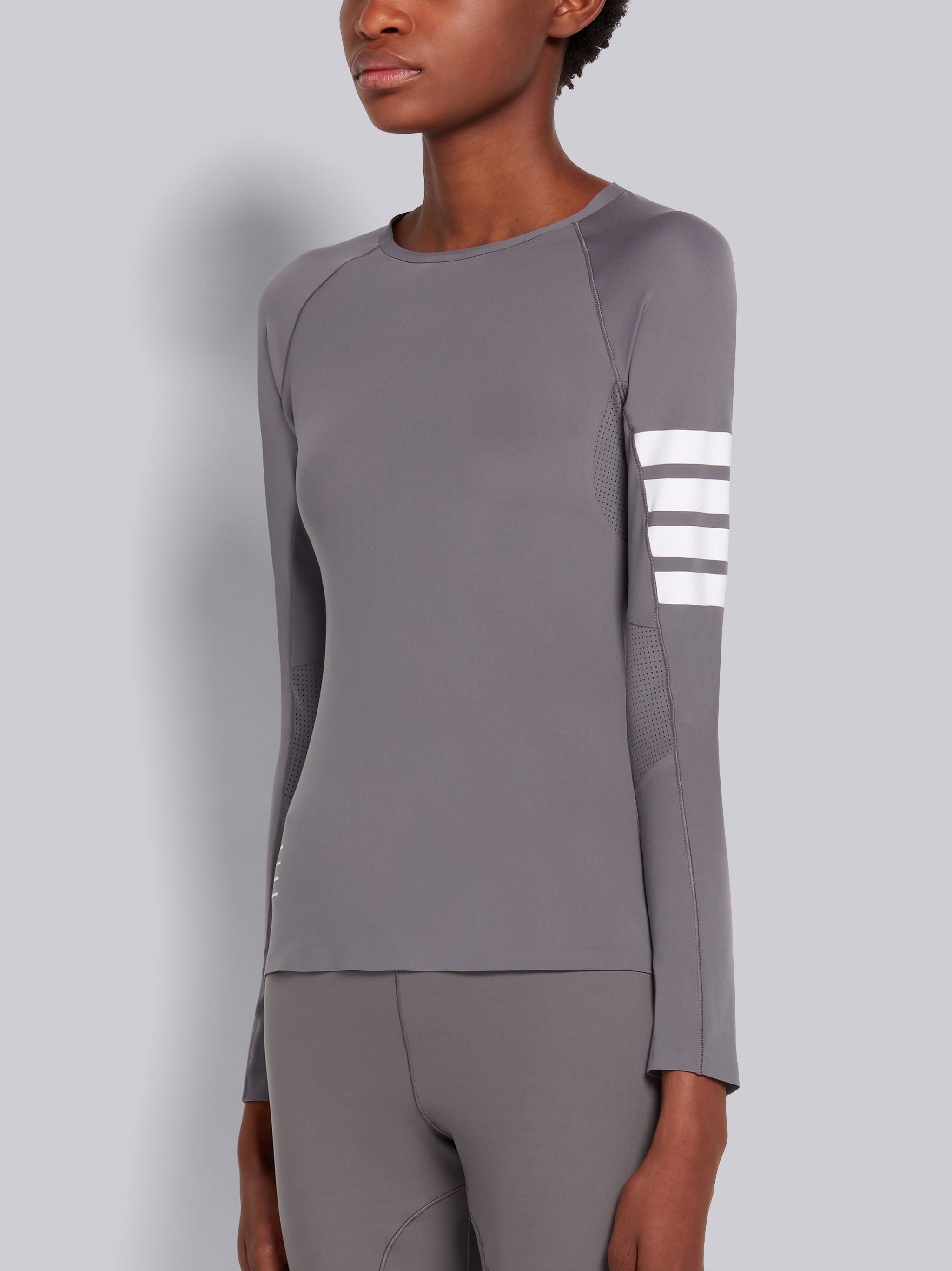 Thom Browne 4-bar Compression Long Sleeve Top In Gray