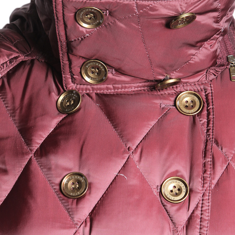 Burberry Double-breasted Slimming Hooded Down Jacket In Red