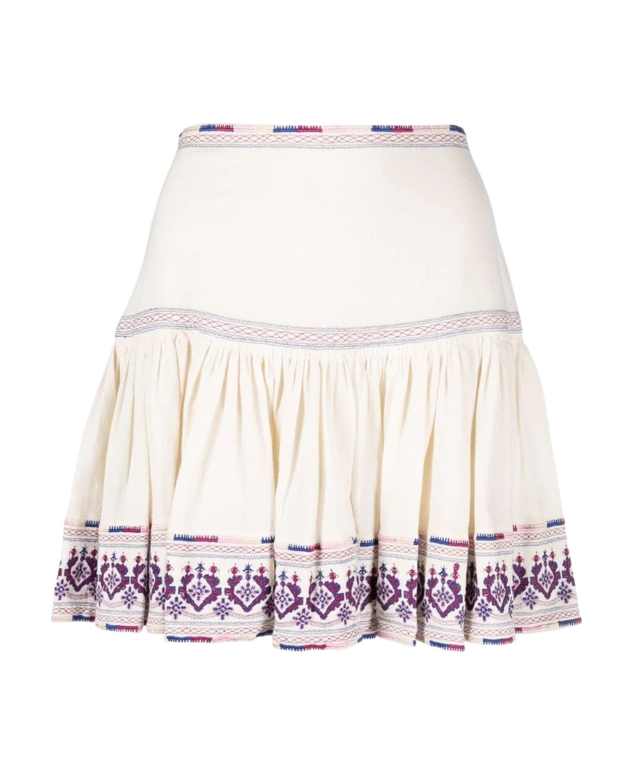 Isabel Marant Étoile Tyruss Ruffled Embroidered Cotton-jacquard Mini Skirt In White