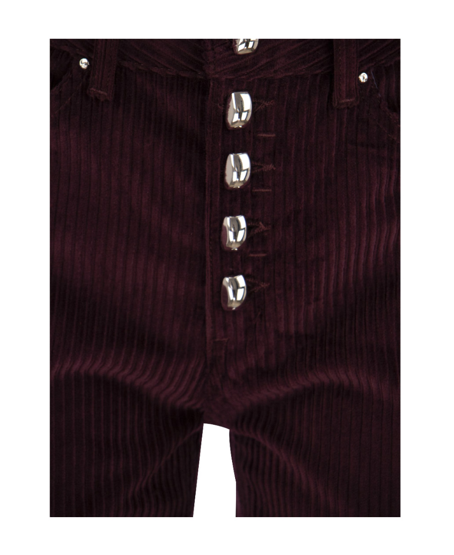 Dondup Koons Loose-fitting Velvet Trousers In Burgundy