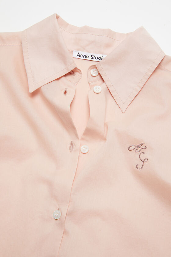Acne Studios Logo-embroidered Cotton Crop Shirt In Nude