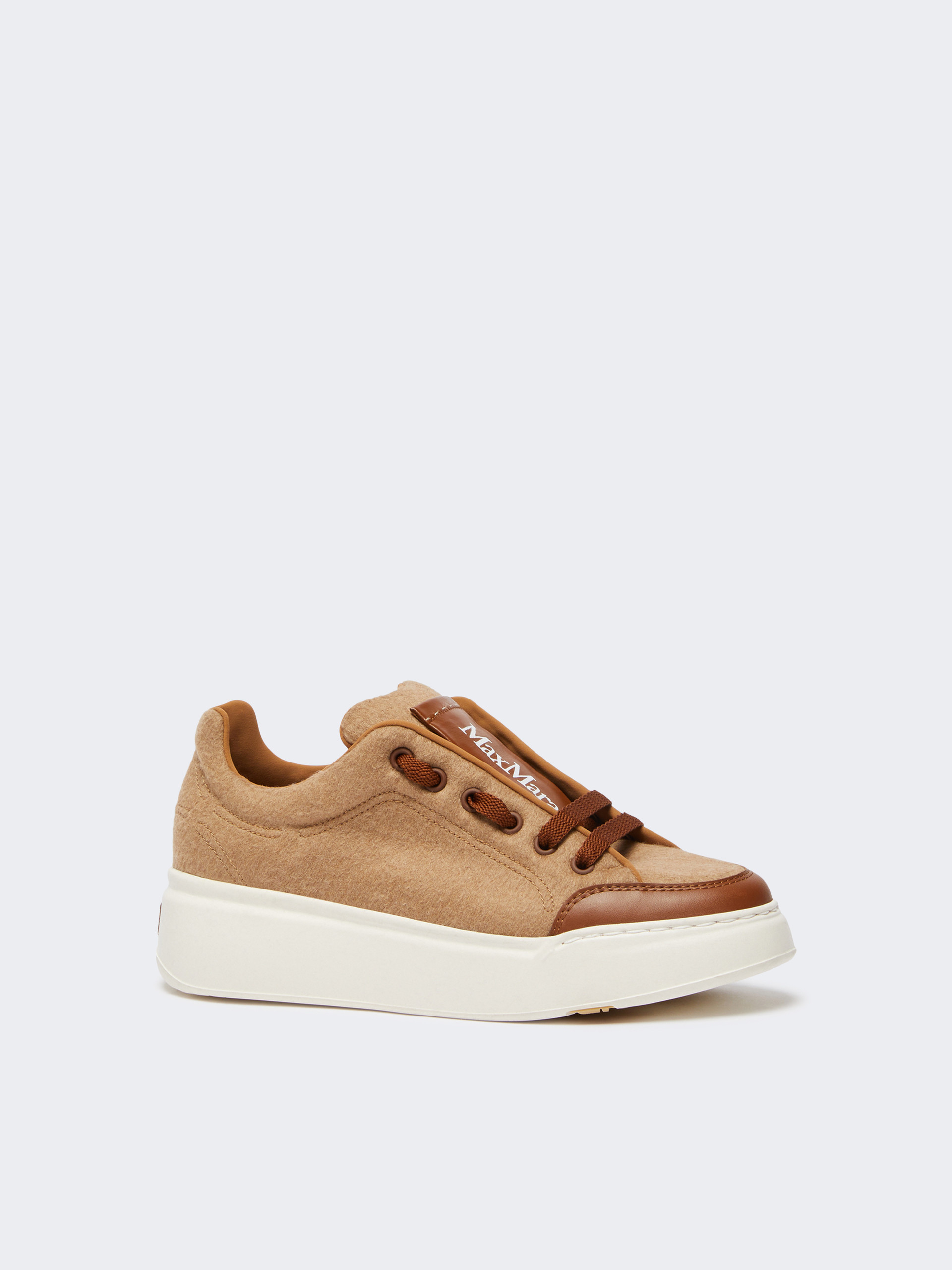 Max Mara Water-repellent Cashmere Sneakers In Brown