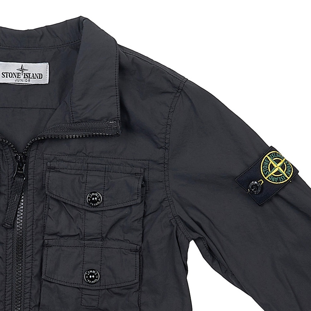 Stone Island Logo-patch Zip-up Jacket In Black